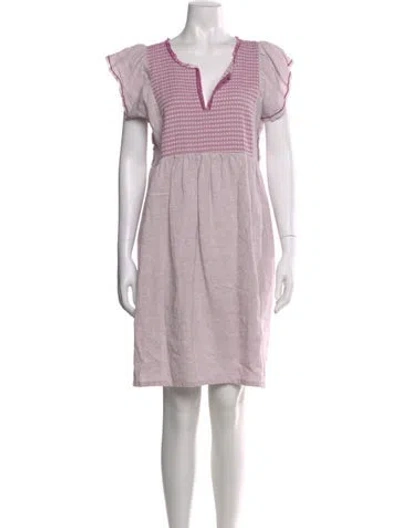 Pre-owned Nina Leuca Linen Knee-length Dress In Purple