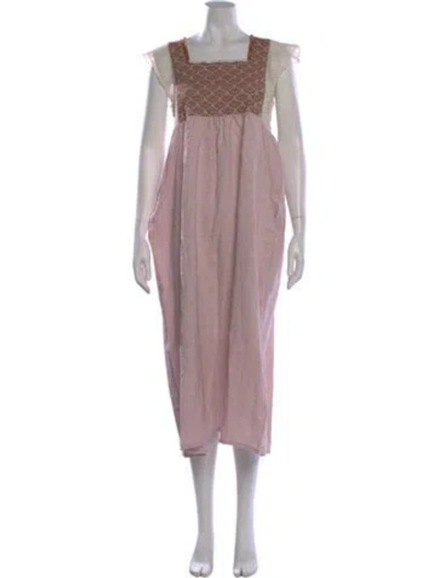 Pre-owned Nina Leuca Linen Long Dress In Purple