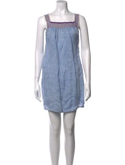 Pre-owned Nina Leuca Linen Mini Dress In Blue