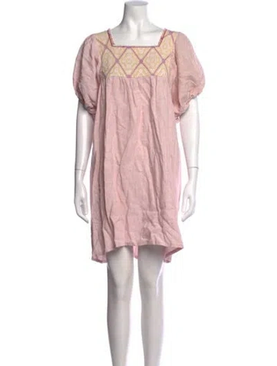 Pre-owned Nina Leuca Linen Mini Dress In Pink