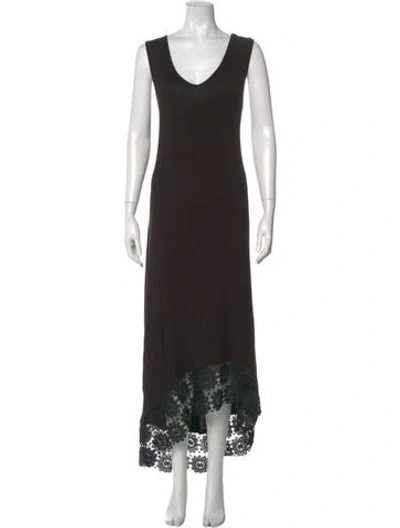 Pre-owned Nina Leuca Scoop Neck Long Dress In Black