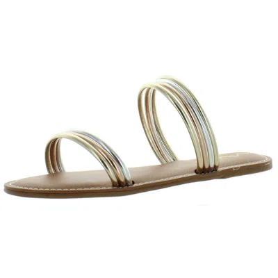 Nina Lillie Womens Metallic Strappy Slide Sandals In Multi