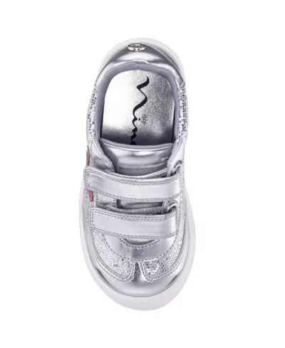 Nina Kids' Little And Big Girls Glitter Round Toe Sneakers In Silver