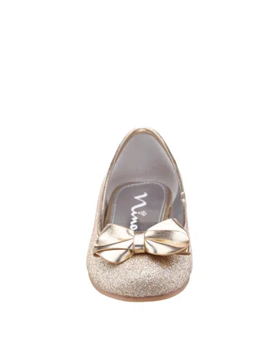 Nina Kids' Little And Big Girls Rose Glitter Ballet Flats In Gold