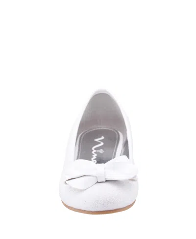 Nina Kids' Little And Big Girls Rose Glitter Ballet Flats In White