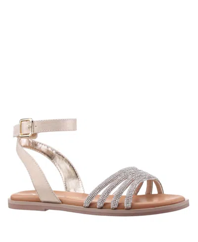 Nina Kids' Little Girls Lois Shimmer Flat Sandals In Light Gold
