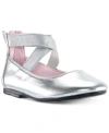 Nina Little Kid's & Kid's Metallic Leather Ballet Flats In Silver Metallic