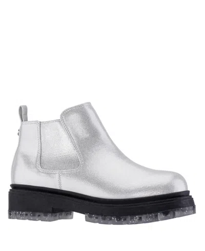 Nina Kids' Little Girls Prisila Gliter Lug Bottom Outsole Boot In Silver