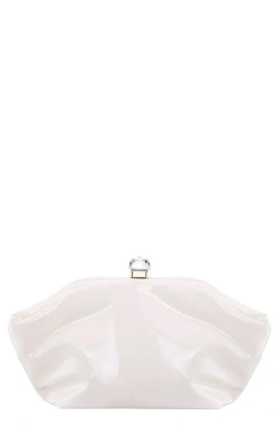 Nina Lyric Faux Leather Clutch In White