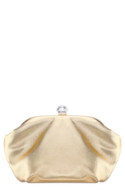 Nina Lyric Metallic Faux Leather Clutch In Gold