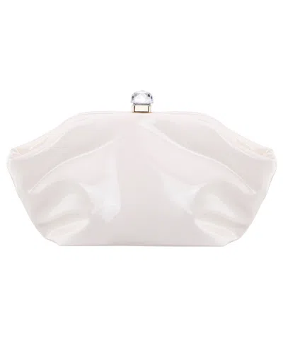 Nina Lyric Soft Metallic Small Clutch Handbag In White