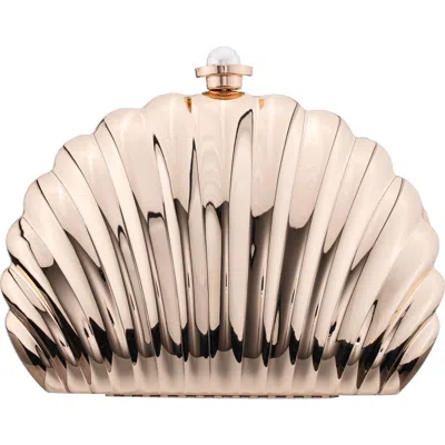 Nina Mariam Shell Clutch In Gold