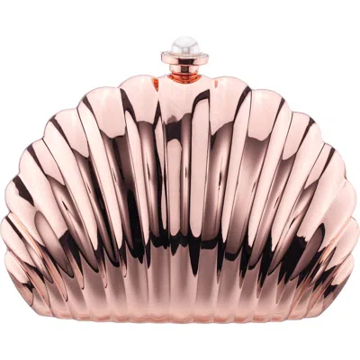 Nina Mariam Shell Clutch In Rosegold