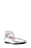 Nina Kids'  Marissa Cross Strap Flat In Silver