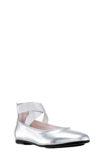 Nina Kids'  Marissa Cross Strap Flat In Silver