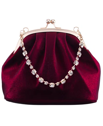 Nina Maura Crystal Vintage Style Mini Frame Handbag In Red