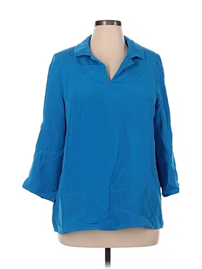 Pre-owned Nina Mclemore 3/4 Sleeve Button Down Shirt In Blue
