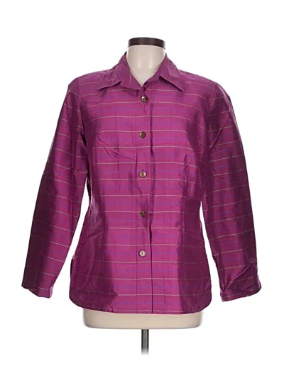 Pre-owned Nina Mclemore 3/4 Sleeve Button Down Shirt In Purple