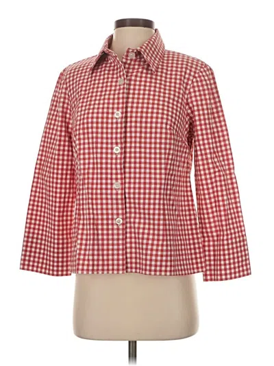 Pre-owned Nina Mclemore 3/4 Sleeve Button Down Shirt In Red