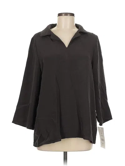 Pre-owned Nina Mclemore 3/4 Sleeve Silk Top Black Cowl Neck Tops