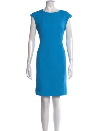 Pre-owned Nina Mclemore Crew Neck Knee-length Dress In Blue