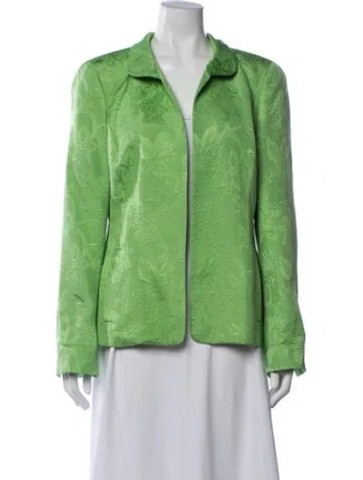 Pre-owned Nina Mclemore Floral Print Blazer In Green