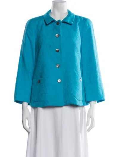 Pre-owned Nina Mclemore Floral Print Jacket In Blue