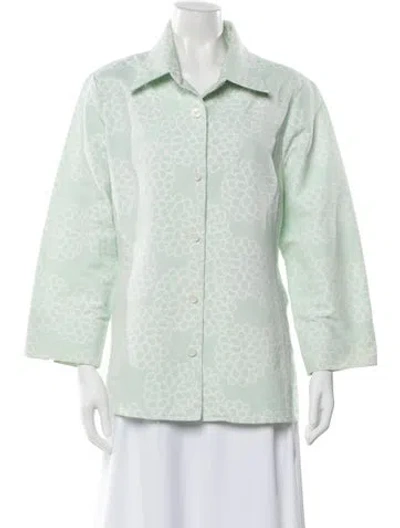 Pre-owned Nina Mclemore Floral Print Jacket In Green