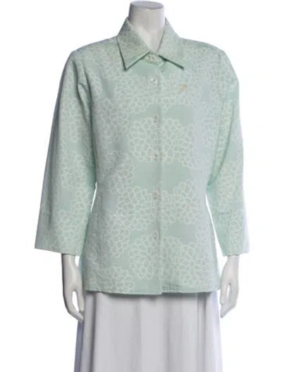 Pre-owned Nina Mclemore Floral Print Jacket In Green