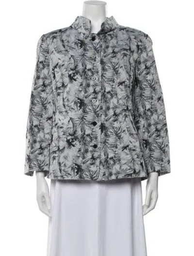 Pre-owned Nina Mclemore Floral Print Jacket In White