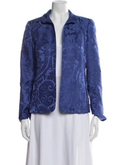 Pre-owned Nina Mclemore Jacquard Patterned Blazer In Blue