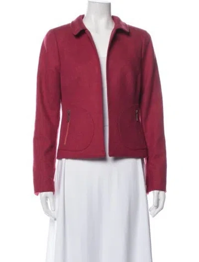 Pre-owned Nina Mclemore Lambswool Tweed Pattern Blazer In Pink