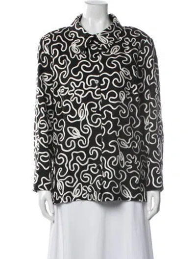 Pre-owned Nina Mclemore Linen Printed Jacket In Multi