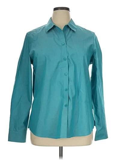 Pre-owned Nina Mclemore Long Sleeve Blouse In Teal