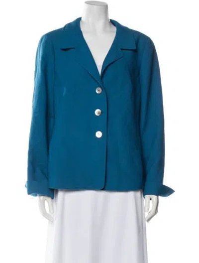 Pre-owned Nina Mclemore Merino Wool Blazer In Blue