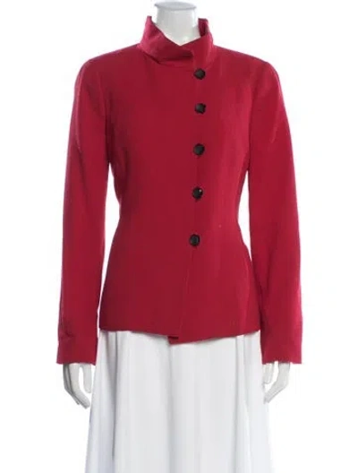 Pre-owned Nina Mclemore Merino Wool Blazer In Red