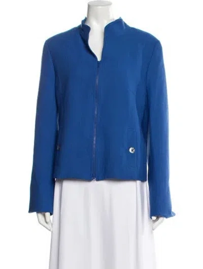 Pre-owned Nina Mclemore Merino Wool Jacket In Blue