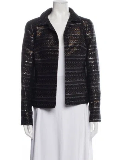 Pre-owned Nina Mclemore Patterned Blazer In Black