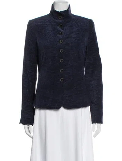Pre-owned Nina Mclemore Patterned Blazer In Blue