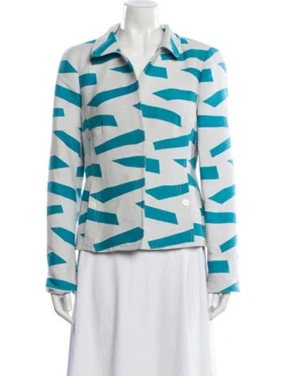 Pre-owned Nina Mclemore Patterned Blazer In Blue