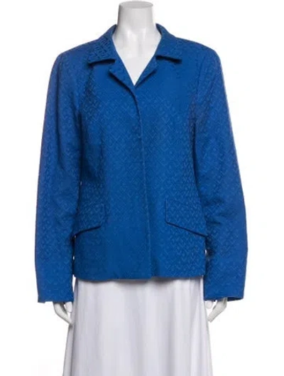 Pre-owned Nina Mclemore Patterned Blazer In Blue