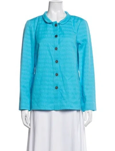 Pre-owned Nina Mclemore Patterned Blazer In Blue