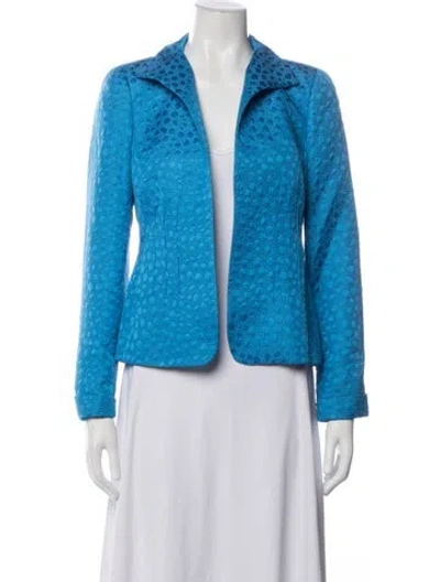 Pre-owned Nina Mclemore Patterned Blazer In Blue