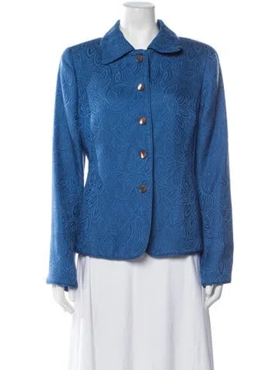 Pre-owned Nina Mclemore Patterned Blazer In Blue