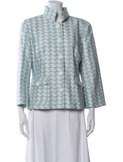 Pre-owned Nina Mclemore Patterned Blazer In Blue