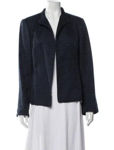 Pre-owned Nina Mclemore Patterned Blazer In Blue