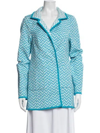 Pre-owned Nina Mclemore Patterned Blazer In Blue