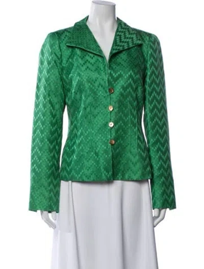 Pre-owned Nina Mclemore Patterned Blazer In Green