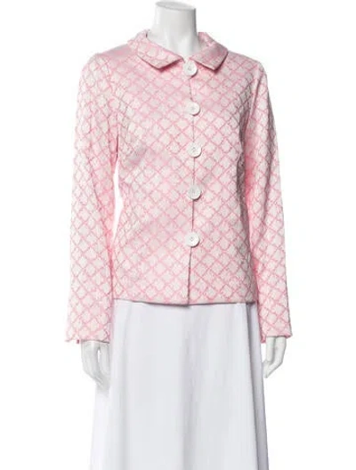 Pre-owned Nina Mclemore Patterned Blazer In Pink