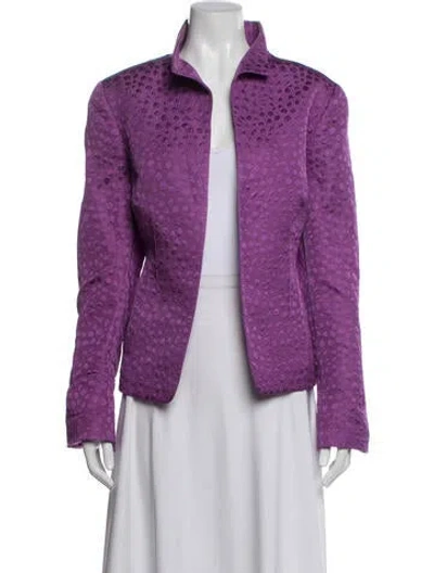 Pre-owned Nina Mclemore Patterned Blazer In Purple